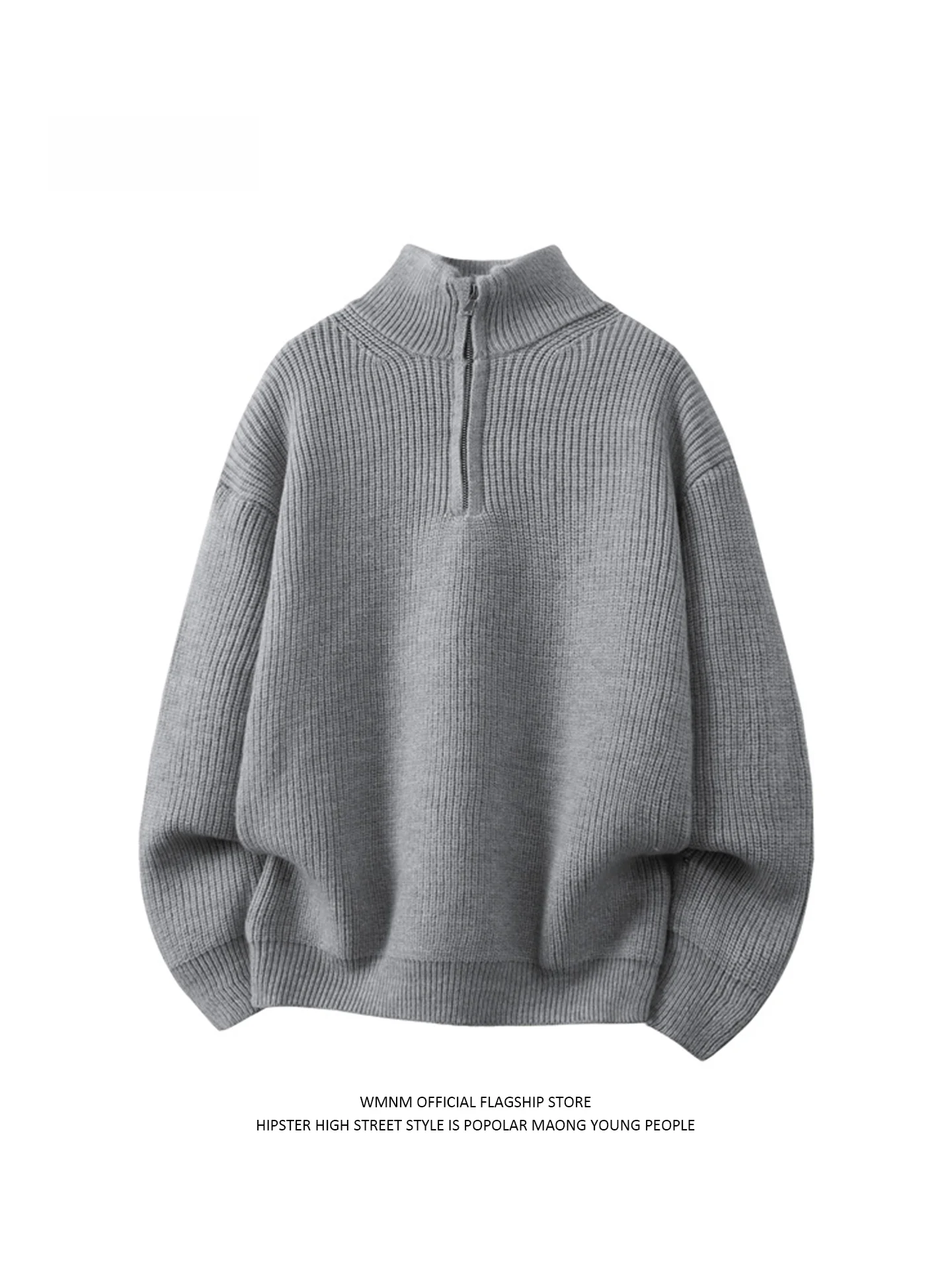 

Men's Loose Fit Zip-Up High Ne Knitwear Casual Sle Inner Wear Top Thiened Autumn Winter Faion Comfortable Sweater