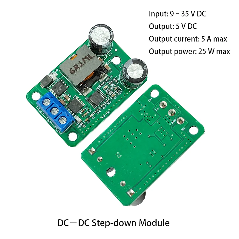 DC9-35V 12V/24V to 5V/5A 25W DC-DC Buck Step down Power Supply Module Synchronous Rectification Power Converter for Electronics
