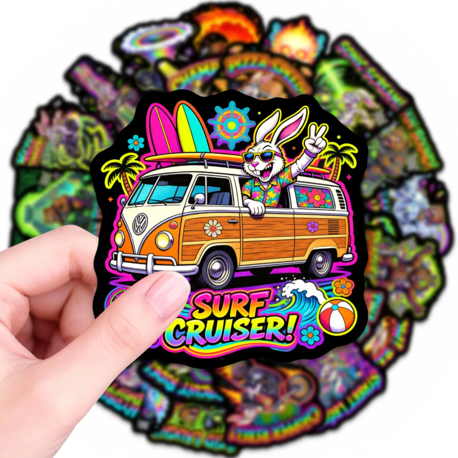 

50 Pcs Colorful Animal Racing Street Doodle Stickers Decorate Motorcycle Car Helmet Skate Suitcase Phone Waterproof Decals