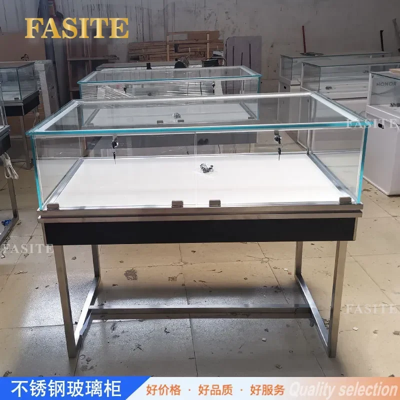 For Jewelry Counter Display Cabinet Glass Showcase Table Boutique Sample Museum Cultural Relics Antique Exhibition Stand with
