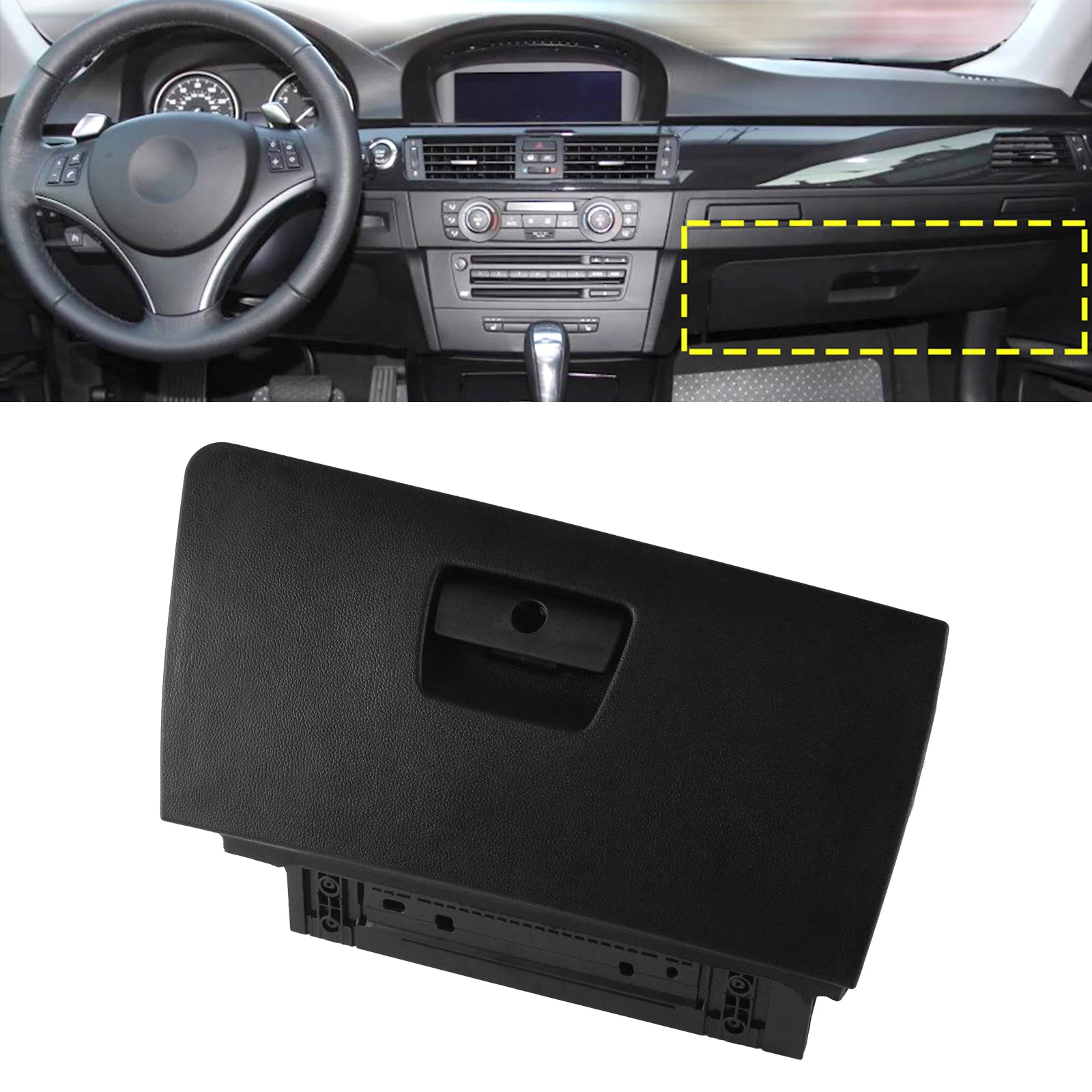 

ANGRONG LHD Glove Compartment Doors Lid Flap 51167120408 for BMW 3er E90 E92 Black