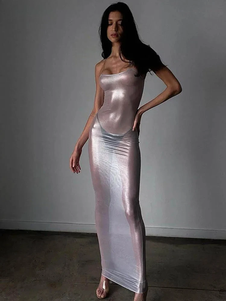 Y2K ดูผ่านผู้หญิง Camisole เซ็กซี่ Skinny Coquette วันหยุด Beach Party Midnight Clubwear Bodycon Vestidos