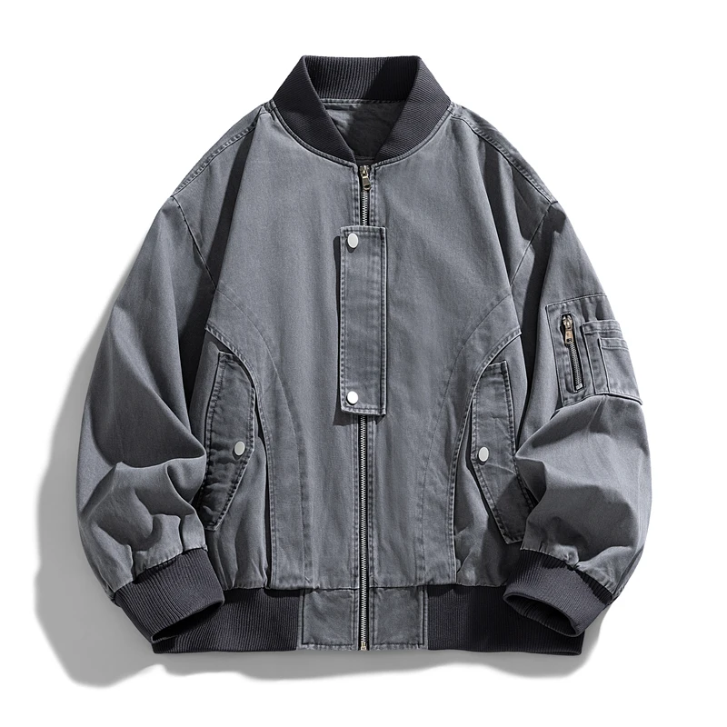 High Quality Spring American Style Trend Denim Jackets Men 100%Cotton Male Bomber Jacket Fashion Loose Zippers Outwear Coat Man