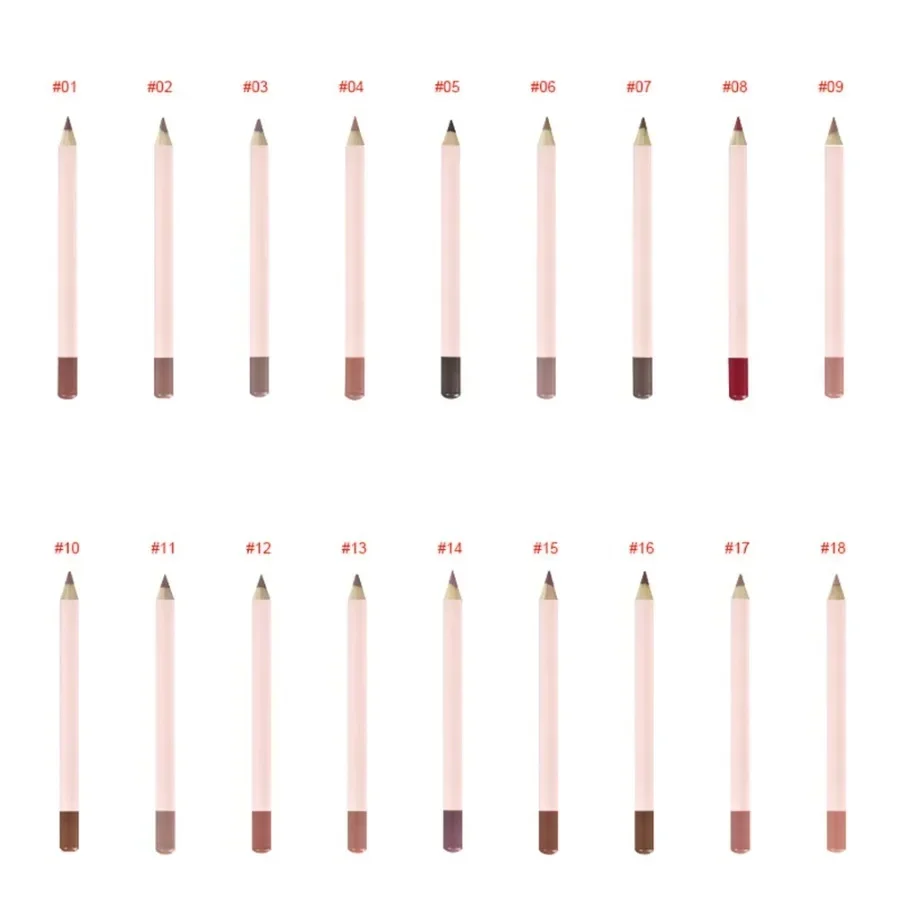 Private Label 18 kleuren Roze Tube Lipliner Waterdicht Gemakkelijk te kleuren Langdurig Aangepast logo Matte Naakt Romige Lip Liner Make-up