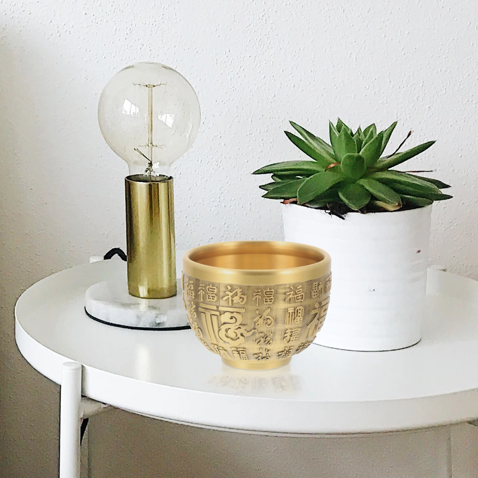 

Brass Treasure Bowl Chinese Fortune Basin Desktop Decoration Wealth Luck Gift Gold Bowl Brass Treasure Basin Desktop Decoration