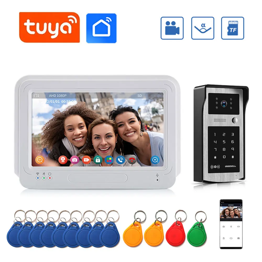 

New Tuya Smart Home Wifi Video Intercom Doorman Wireless Doorbell Camera RFID Card Password Unlock Door Entry Intercom System