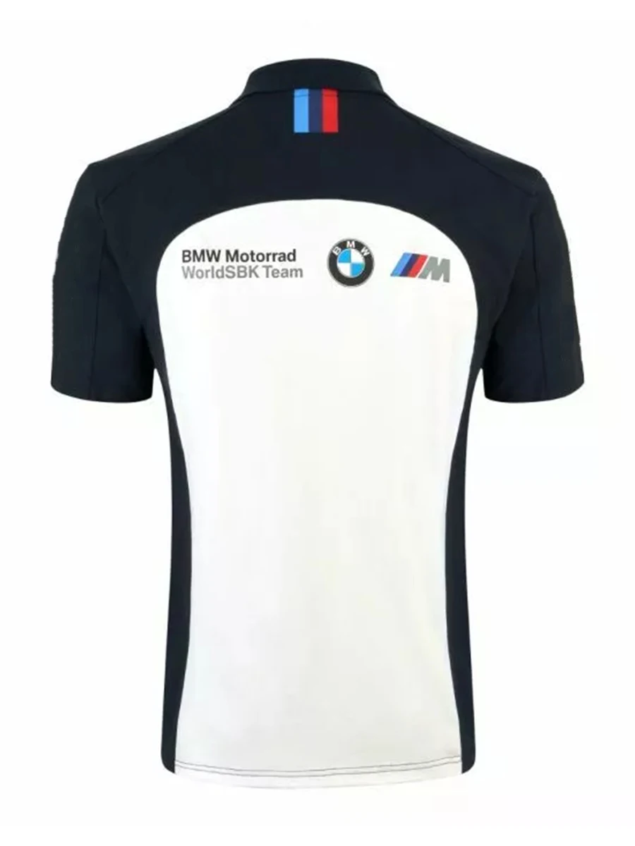 Polo da uomo in maglia abbottonata a maniche corte con abbigliamento sportivo Caltop Polo ufficiale della squadra BMW Motorrad WSBK