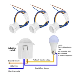 AC110-240V Auto Sensor Light Switch LED PIR Human Infrared Sensor Detection Night Light Indoor Outdoor