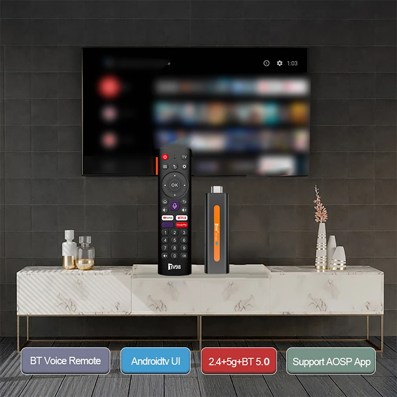 ATV Smart TV Stick Android 14 Supporto HD 8K Video 4K BT5.0 WiFi 6 Allwinner H618 Quad Core Cortex A53 Smart TV Box remoto vocale