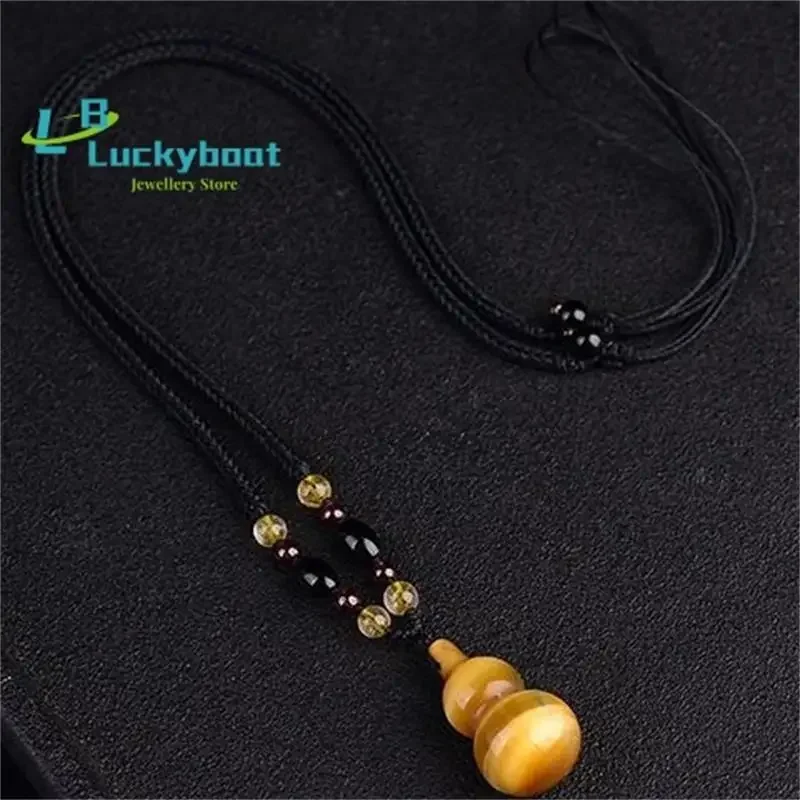 الطبيعية عين النمر حجر اليشم القرع قلادة قلادة موضة سحر المجوهرات منحوتة تميمة الحظ هدايا للنساء الرجال حبل مجاني