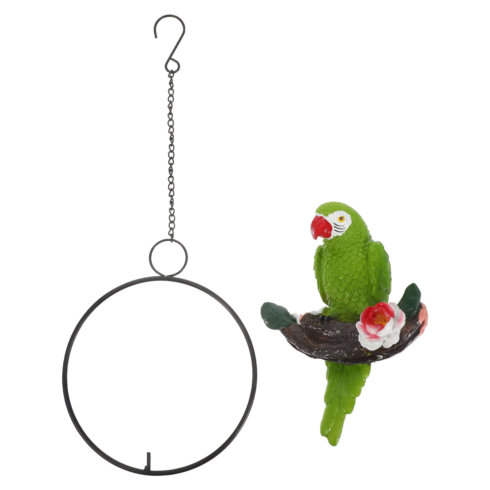 

17 Inches Resin Parrot Outdoor Hanging Decor Lifelike Garden Bird Sculpture for Patio Balcony Home Landscape Art