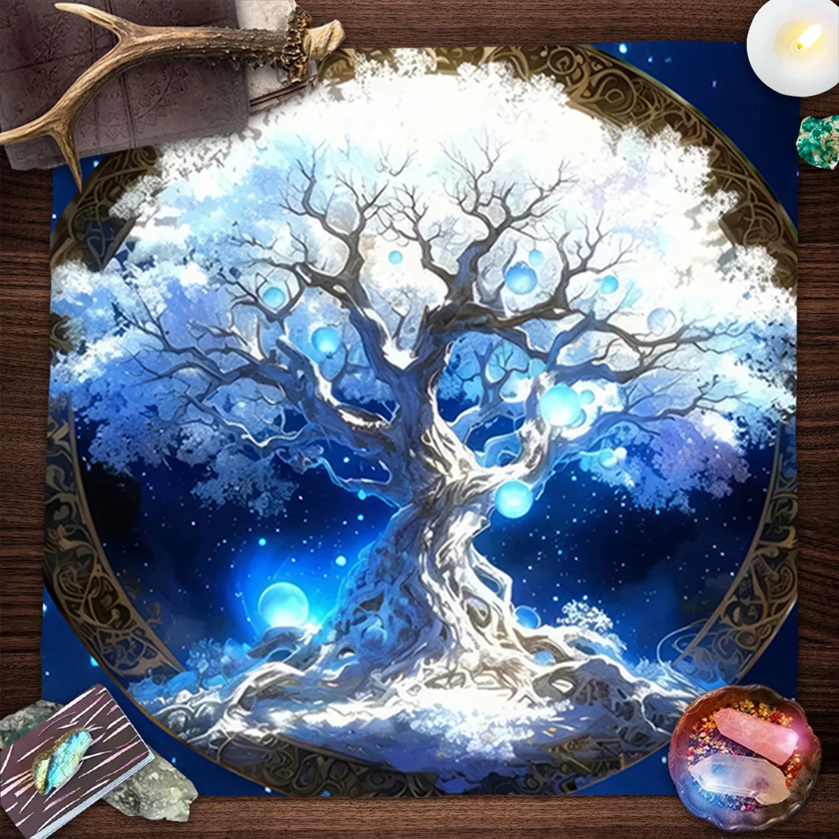 Fantastic Tree of Life Altar Cloth Decor Tarot Card Tablecloth Starry Sky Tarot Mat For Spread Tarot Reading Cloth Tapestry