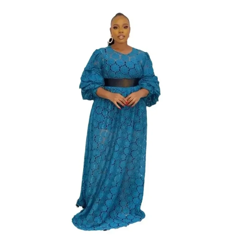 2024 Plus Size African Dresses for Women Summer Autumn African Long Sleeve Lace Party Evening Long Maxi Dress Gowns Outfits