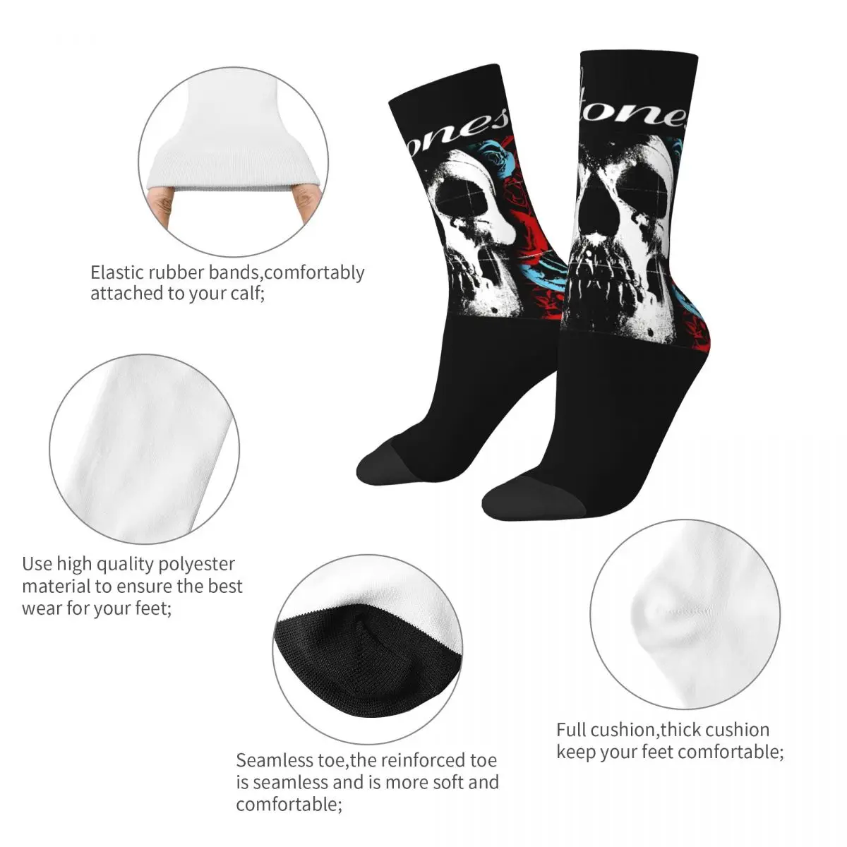 Colorful Deftones Skull Soccer Socks Metal Punk Rock Music Polyester Long Socks for Unisex Sweat Absorbing