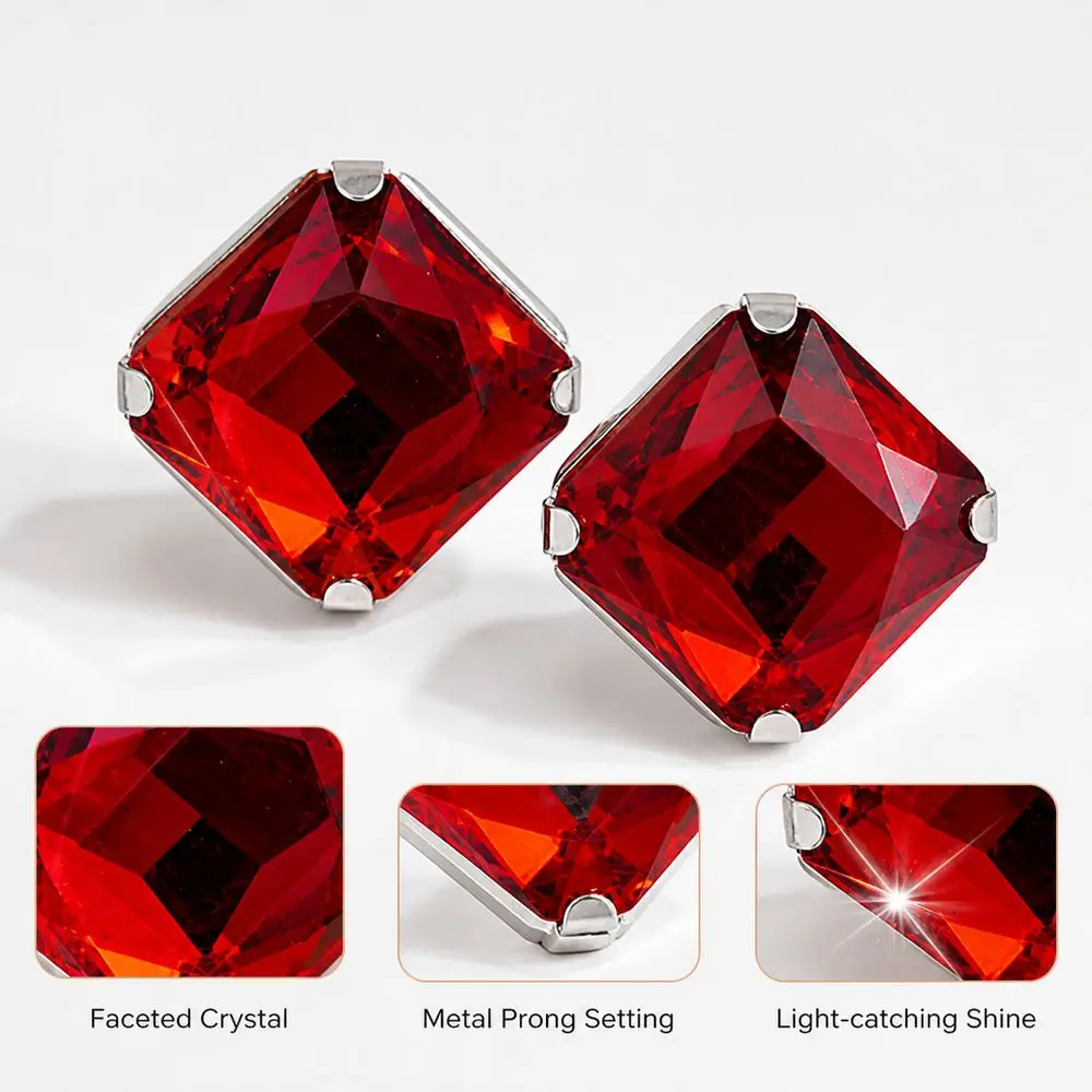 Square Shape Square Rhinestone Earrings Rhinestone Crystal Large Size Crystal Earrings Exaggerated Giant Jewelry Accessories