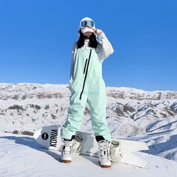 Pantalones de esquí de invierno para hombres y mujeres, monos de esquí, deportes al aire libre, pantalones cálidos impermeables a prueba de viento, pantalones de snowboard, Baberos