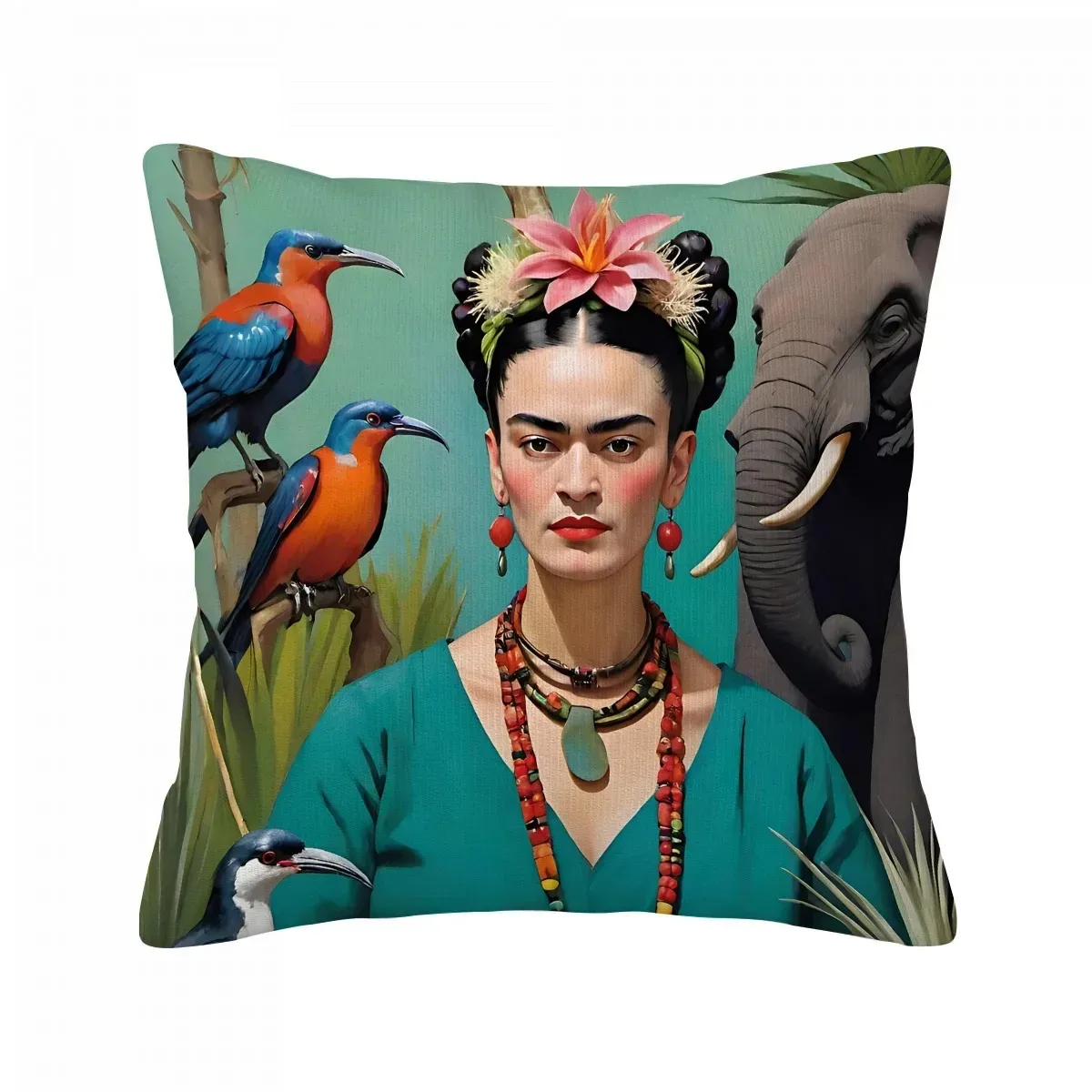 1pc Art Lover Living Room Pillow Cover, Polyester 2D Double-Sided Print, Frida Kahlo Cushion, Perfect Gift for Mexican Art & Car
