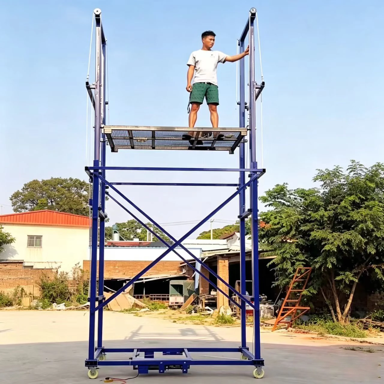 Plataforma de Andamio Eléctrica Plegable Telescópica Móvil Automática de 500 kg, de 2 a 10 Metros, para Construcción