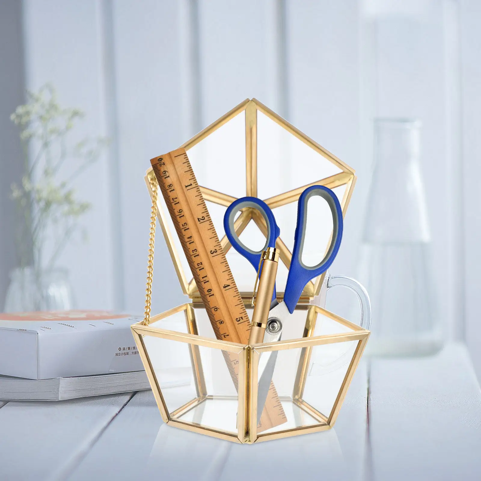 

1Pcs Vintage Metal Glass Jewelry Storage Box Large Capacity Ring Holder Necklace Organizer Wedding Gift Display Case