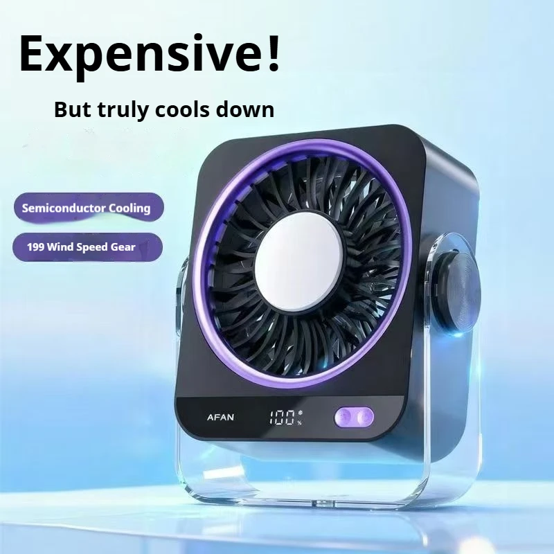 2026 New Ice Cooling Desktop Fan - USB Touch Screen 199 Speed Levels, Rechargeable Wall Mount Fan for Dorm Room Gift