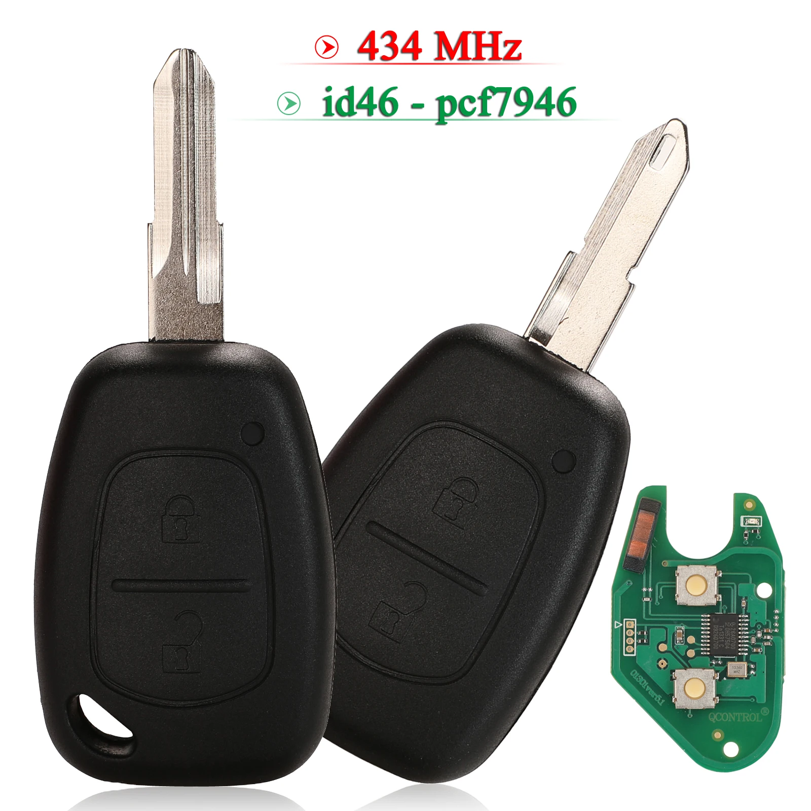 jingyuqin 2 Buttons 434Mhz Smart Remote Key ID46 PCF7946 Chip For Renault Traffic Master Vivaro Movano Kangoo Vac102/ NE72 Blade