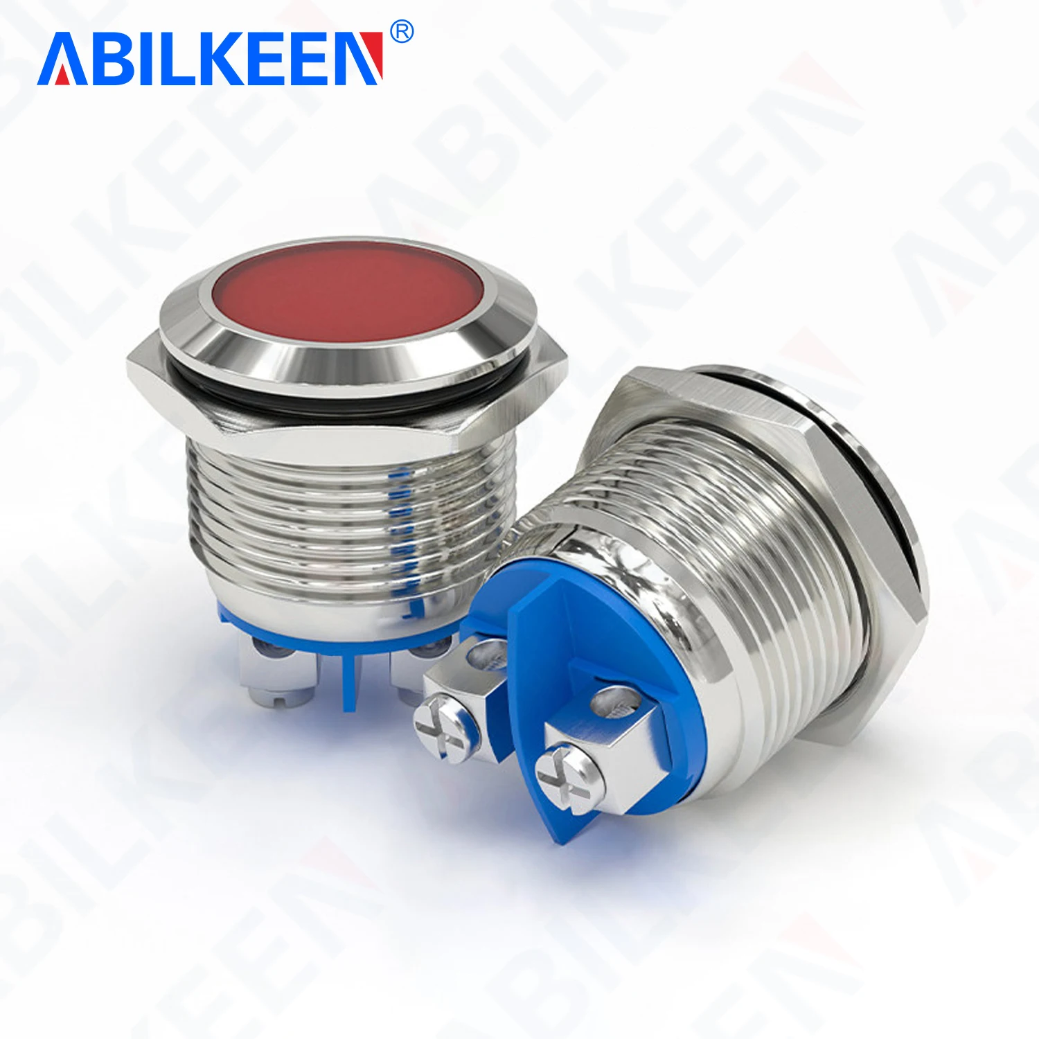 ABILKEEN 19MM LED Metal Indicator Light High Bright Lamp 3-6V 12-24V 110-220V Industrial Pilot Lamp with 2Pin Screw Terminal