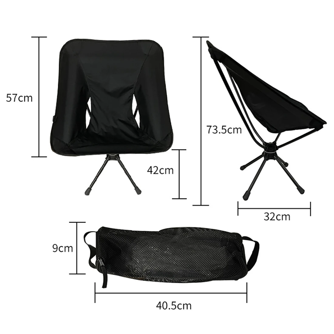 

AA75-Swivel Chair Camping Portable Folding Chair 360 Rotating With Carry Bag For Outdoor Camp Travel Beach Picnic Fishing
