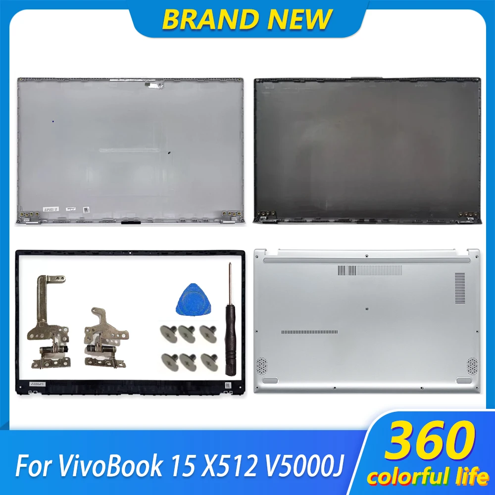 Nowe Obudowy Górne LCD, Tylna Pokrywa, Ramka Przednia, Podpórka Pod Nadgarstki, Obudowa Dolna, Zawiasy do VivoBook 15 X512 X512F A512 A512F F512 V5000F V5000D