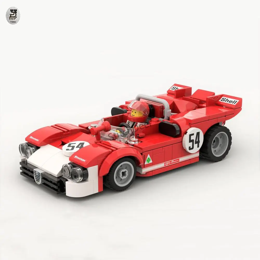 225PCS MOC Speed Champions Romeo Tipo 33/3 Targa Florio 1971 Racing Building Blocks DIY Assembling Model Toy Brick Holiday Gifts