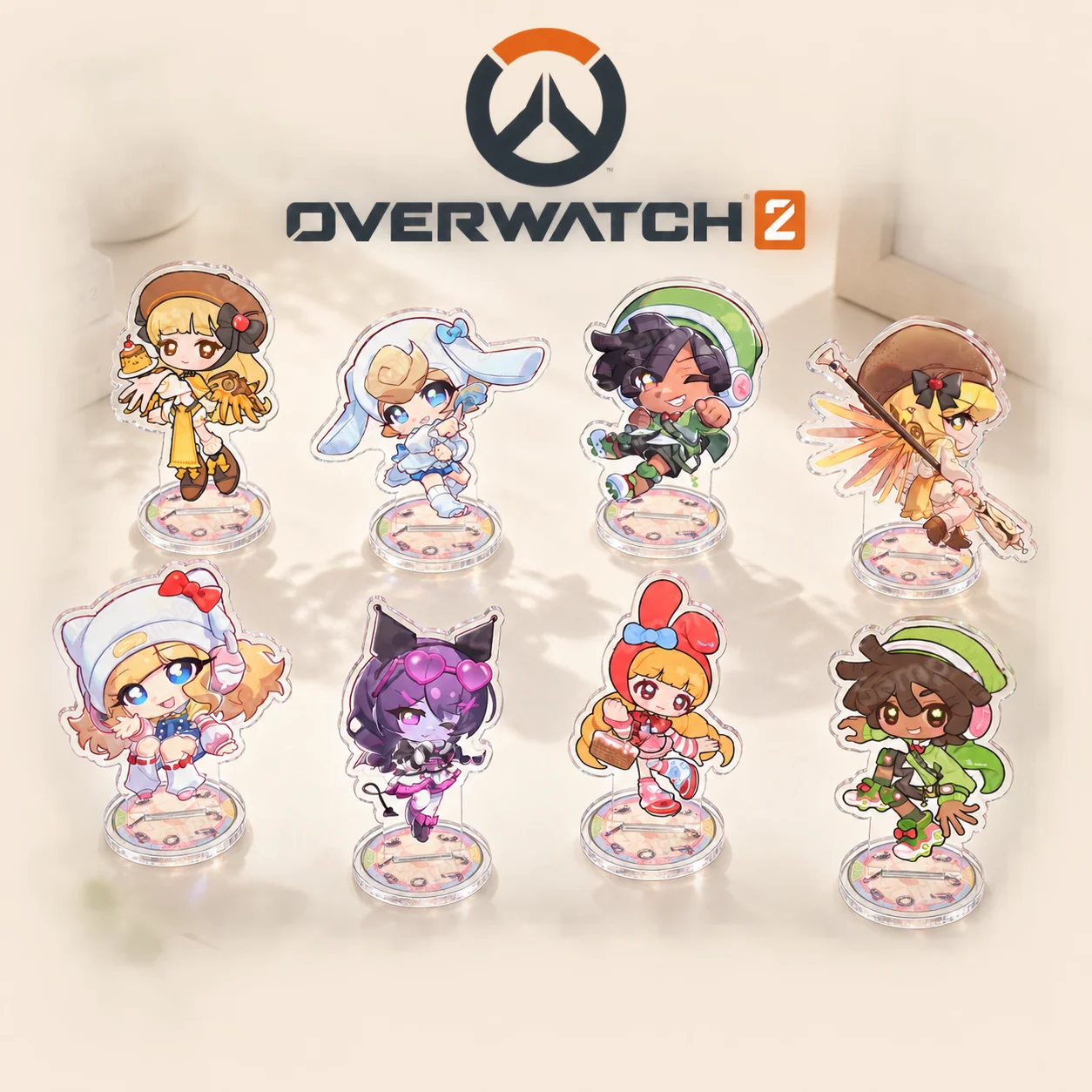 Overwatch 2 10cm Acrylic Stand Figures Keychain FPS Shooting Game Desktop Tabletop Ornament Gamer Fans Collectible Gift