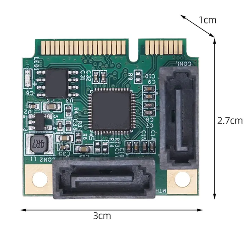 ABGN Mini PCI-E SATA 2 Port SATA III 6G Mini PCI Express Controller Card SATA3.0 Mini PCI Express SSD Adapter Card