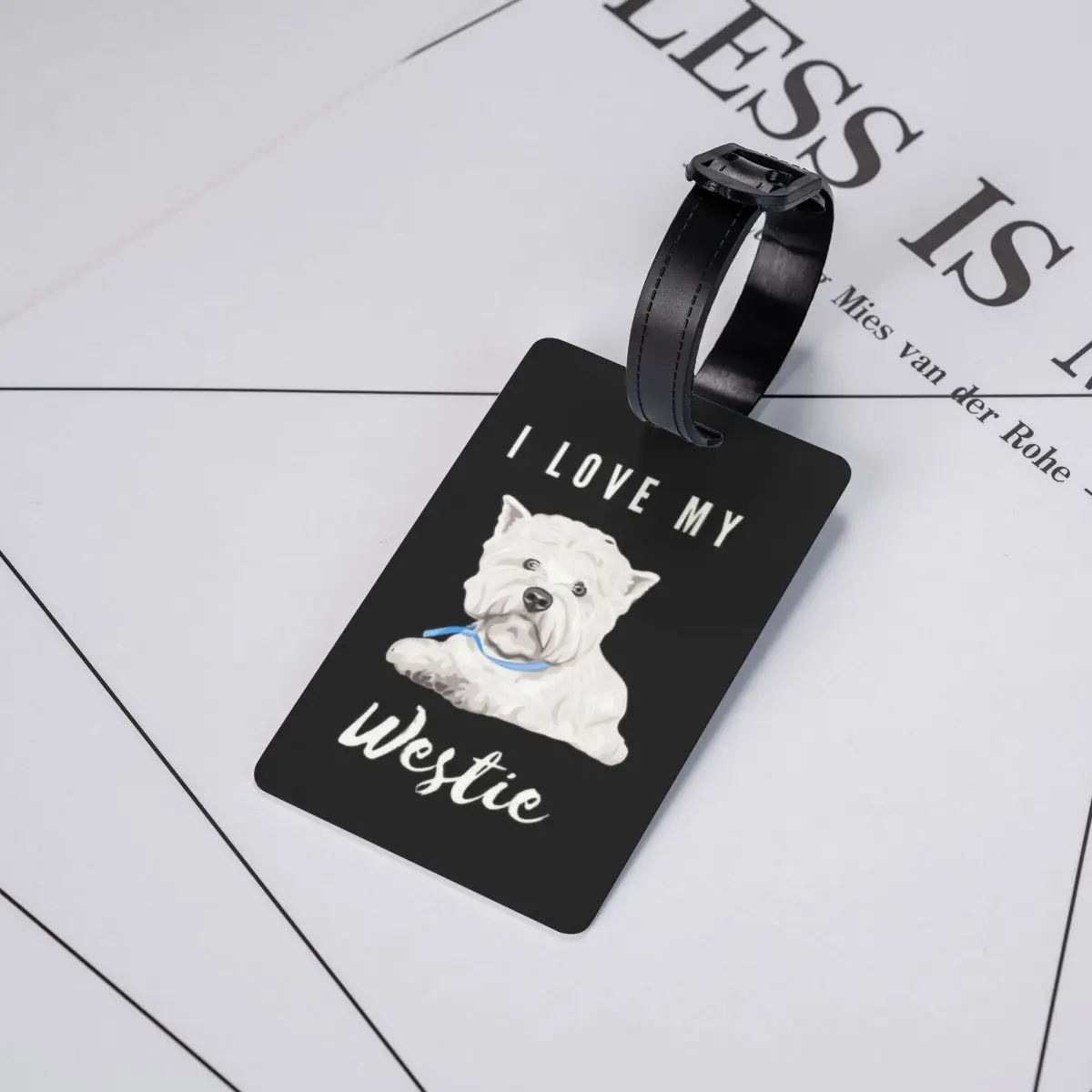 West Highland Terrier Westie Dog Pet Owner Luggage Tag Travel Bag Suitcase Privacy Cover ID Label