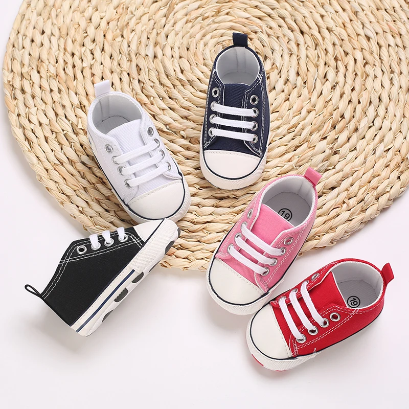 Baby Canvas Classic Sports Shoes Newborn Boys and Girls Printed Star First Walkers Shoes Infant Anti slip Baby Shoes