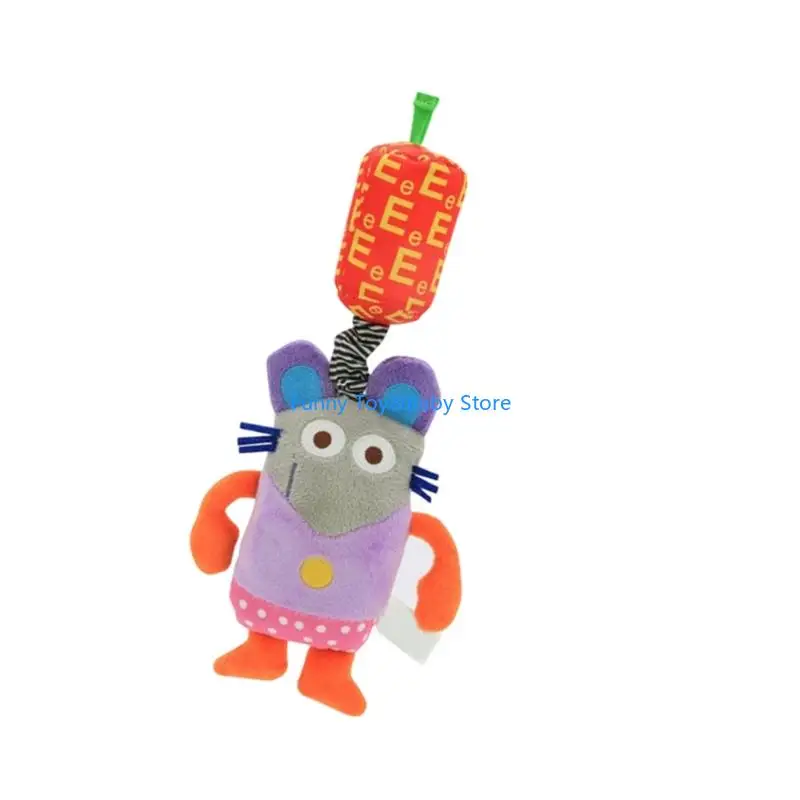 การ์ตูนสัตว์เปลเด็กแขวนของเล่นที่มีสีสันสัตว์สั่นยางกัดสำหรับการพัฒนาความรู้ความเข้าใจและกระตุ้นภาพC90B