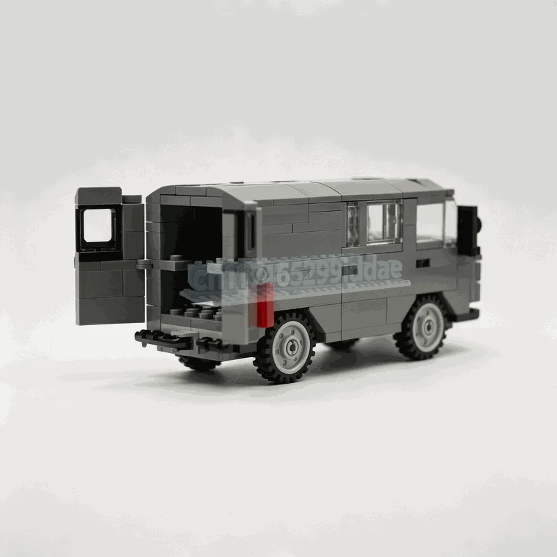 242PCS Retro Utility Van And Cargo Trailer Building Blocks City Transport Vehicle Model DIY Assembly Toy Road Trip Display Gift