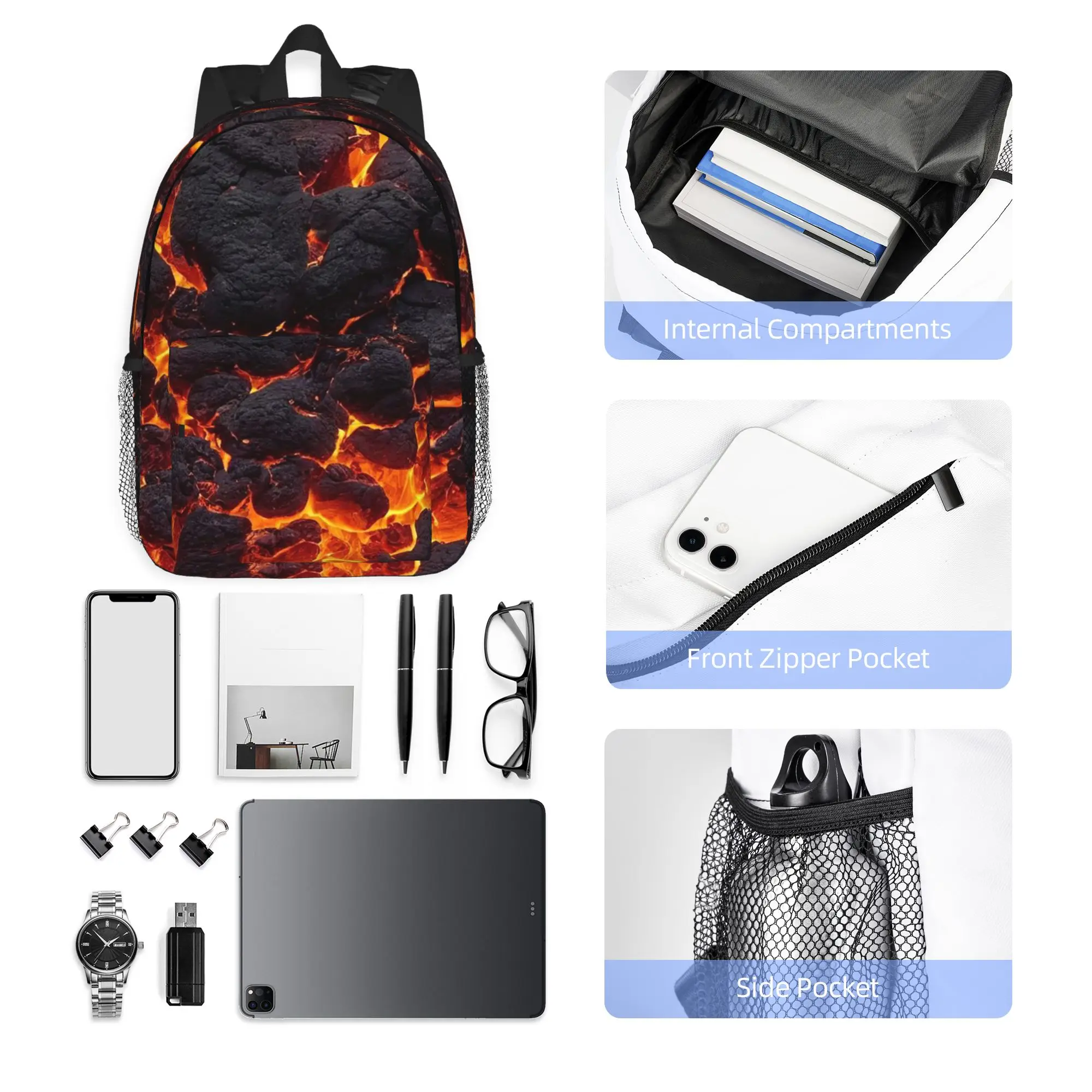 Magma Volcano Lava Fire Backpack Hot Sale Daypack Large Capacity Boys Girls BookBag Shoulder Bags for Men Women School Bag