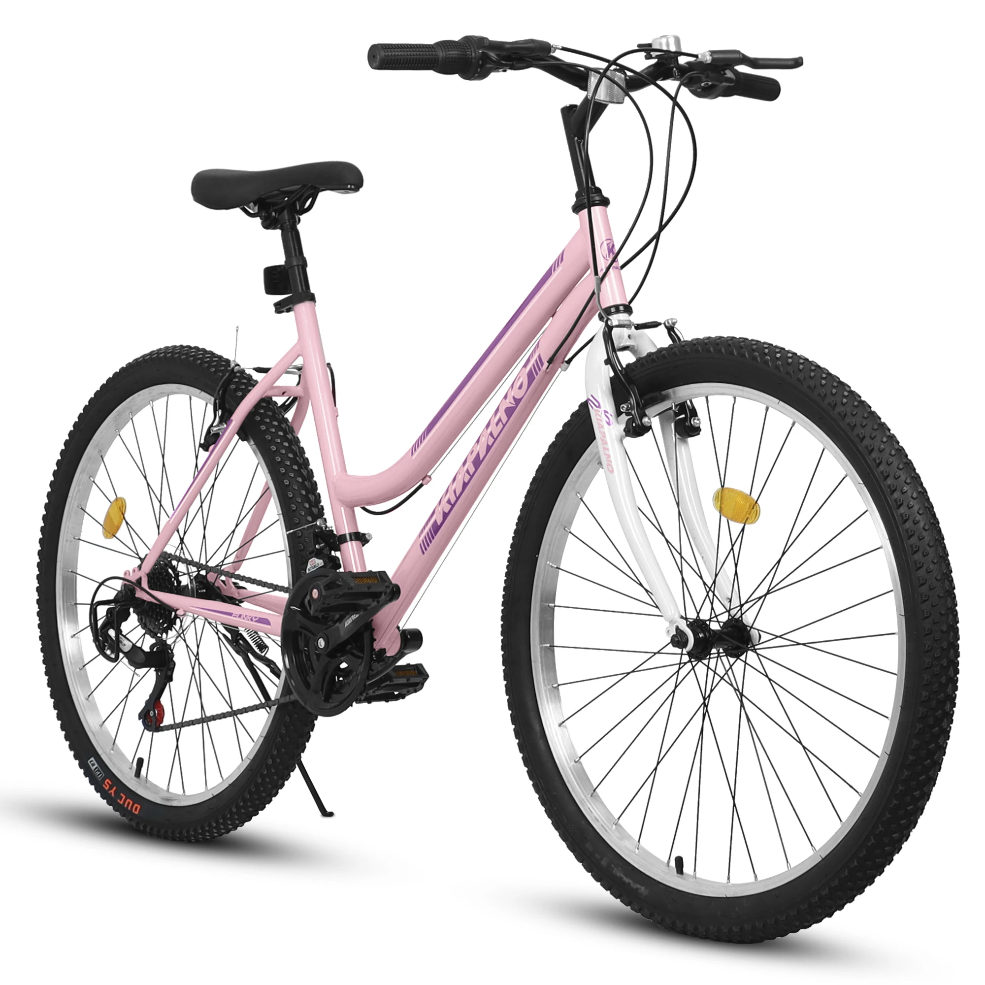 Ecarpat Womens Girls 24 26 Inch Mountain Bike, 21 Speed Outdoor Cycling Bike, Womens\' Bicycles V-Brake High Carbon Steel Frame