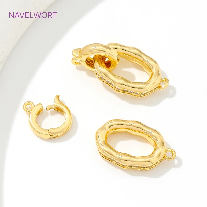 Cierres para pulseras, conectores de latón chapado en oro de 18 quilates con incrustaciones de circonita y perlas para la fabricación de joyas, suministros para joyería