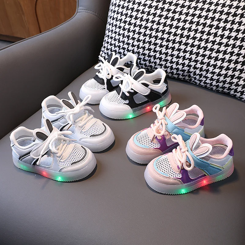 Tennis Shoe LED Children Trainer Cartoon Boy Casual Sneaker for Boy Kid Shoe for Girl Mesh Breathable Shoe Baby Illuminated Shoe