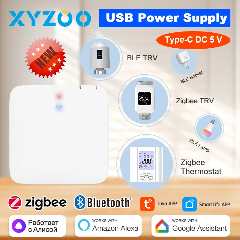 Tuya Multi Mode ZigBee Bluetooth Gateway Smart Life APP Afstandsbediening Spraakbesturing Automatisering USB Power Support
