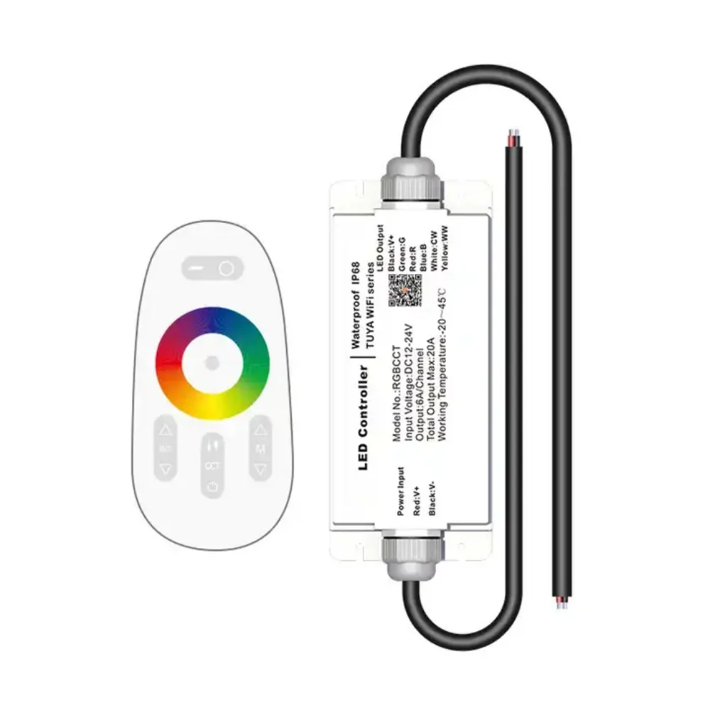 Imagem -03 - Controle Inteligente Wifi Led Rgbcw 12v 24v Ip68 Tuya Rgb Cct em Controlador à Prova Dágua para Smd 5050 Led Neon Strip