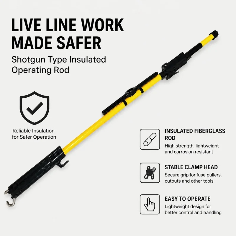Lorvmed Live‑Line Work Tool Fiberglass Insulated Fuse Puller Shot‑Type Hot Stick Operating Rod