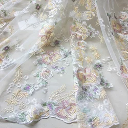 50X130cm Color Three-Dimensional Embroidery Dress Qipao Kimono children's Gauze Skirt Fabric DIY Haute Couture women's Fabric