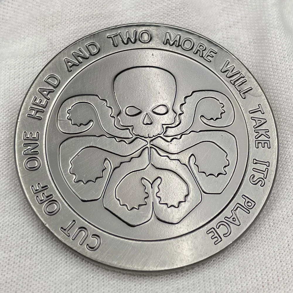 US Logistics Division Challenge Coin Hydra Skull Nickel Coins Collectibles Classic Symbols Commemorative Medal Bedroom Decor view 5