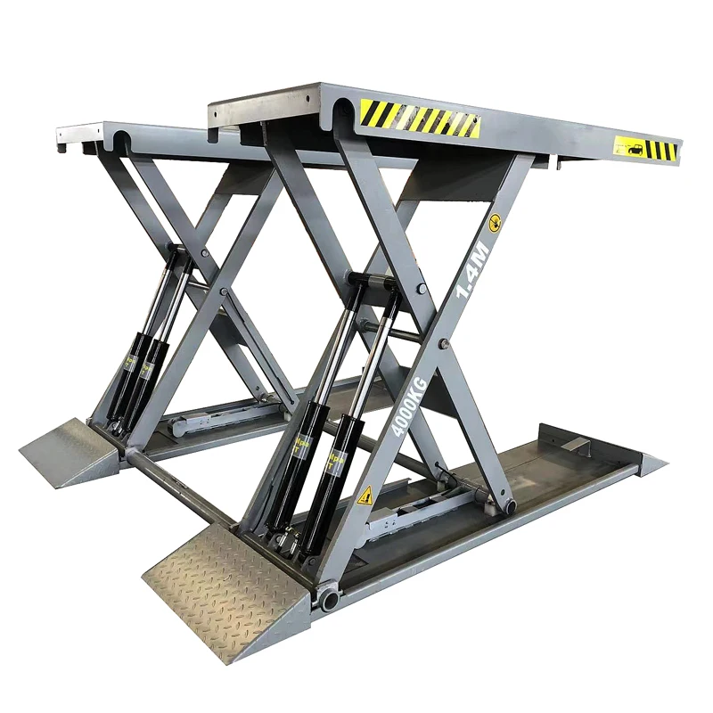 Electric Unlocking Movable Scissor Car Lift 1.4M 4000KG Four Cylinders Mobile Mid-position Scissor Lift