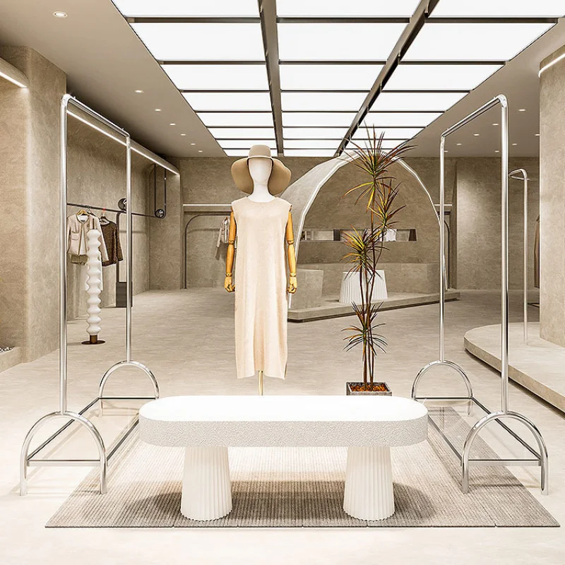 Customized. Clothing Store Display Stand Floor Stainless Steel Zhongdao Hanging Clothes Rack Unisex Wear Store Dedicated Display