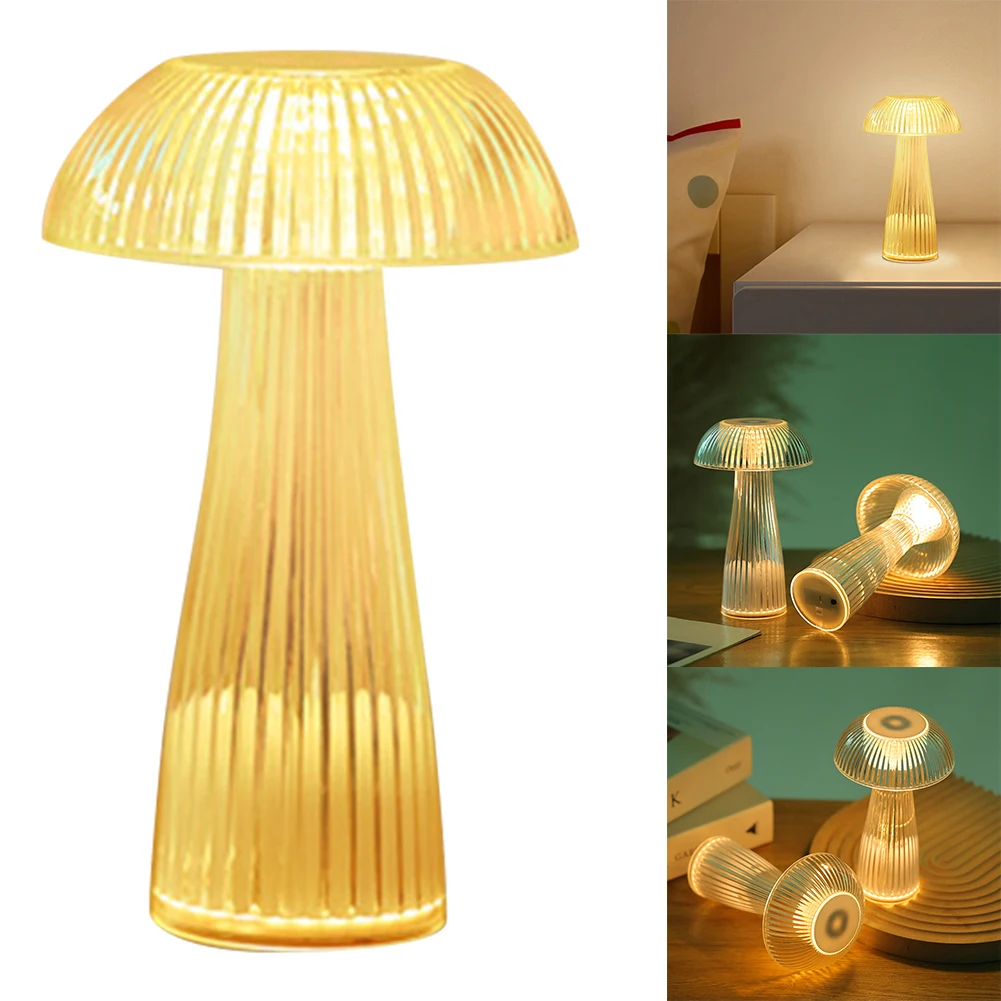 Creative Jellyfish Table Lamp Warm Light Romantic Mushroom Night Lamp Eye-Protective USB Charging Gift for Friends