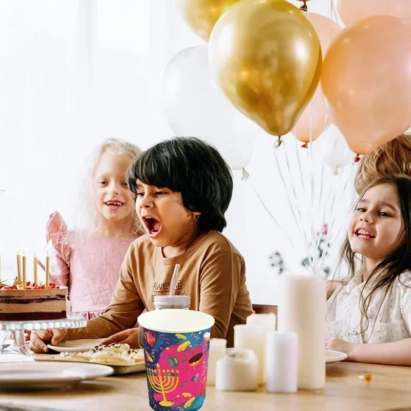 Disposable paper Cups for the Hanukkah Theme Party and More, jewish Passover tableware