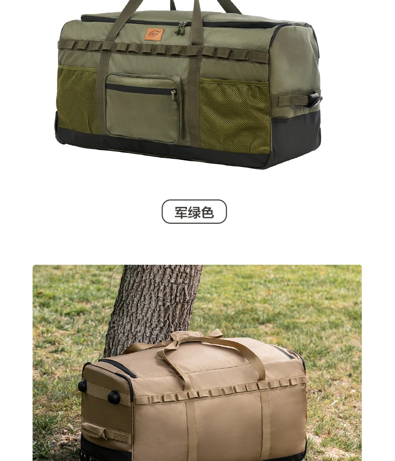 130L Outdoor-Trolley-Rucksack mit großem Fassungsvermögen, verdickte Aufbewahrungstasche mit Rädern, komplettes Set für Picknick- und Campingausrüstung – Detail 21