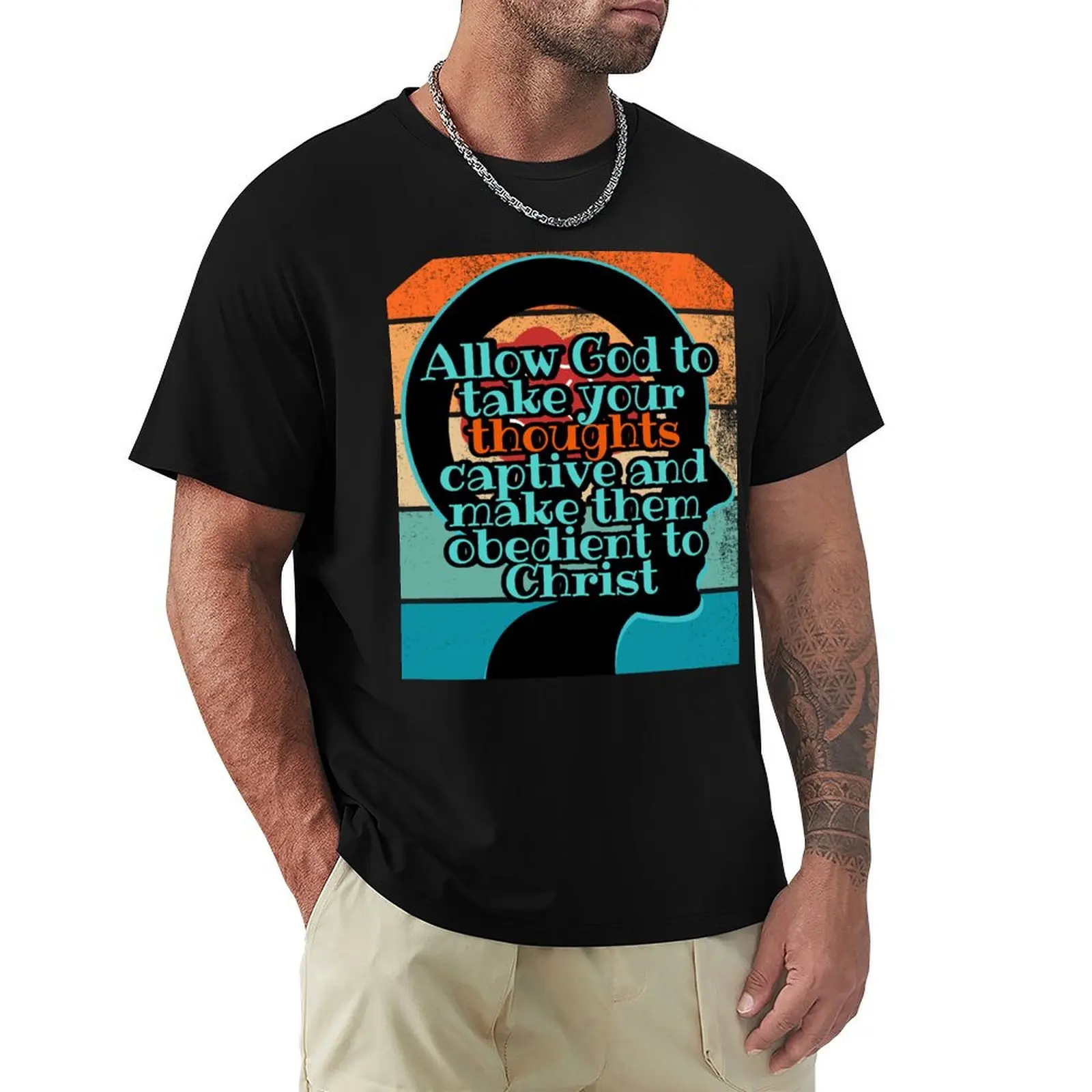 Allow God to take your thoughts captive T-Shirt Large Size Casual Tee Shirt